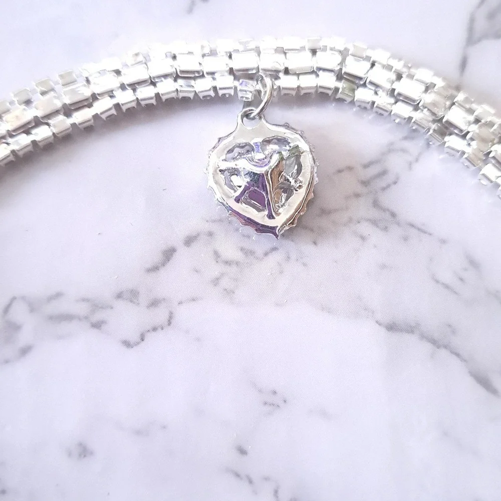New Quirky Lizard Rhinestone Heart Collar Necklace Dog Cat XL Pink Silver Choker